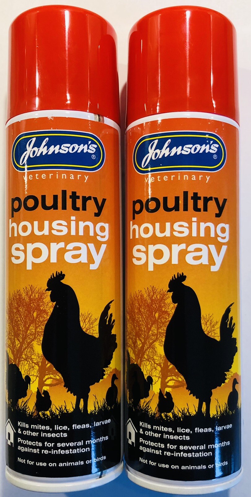 JOHNSON'S POULTRY HOUSING SPRAY 250ML X2 KILLS MITES LICE FLEAS, LARVA