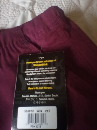 NWT - Wonder Flex Modern Premium Stetch Wine Scrub Pants - 2X Tall - Picture 4 of 5