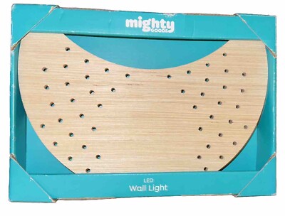 Mighty Goods Sleep Baby Nursery Wooden LED Wall Light Moon 7.8'' x 1/2'' x 11''
