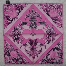 M292 ATELIER VERSACE Silk Pink Scarf Scarves Pocket Square 16" X 16"