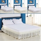 Bed Skirt Crochet Lace Ruffle Elastic Band Bedspread Twin Full Queen Easy On
