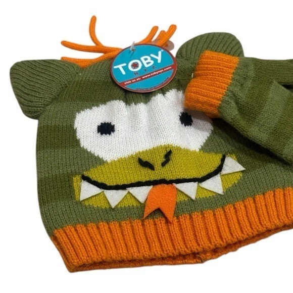 NUEVO Conjunto de gorro y manopla Toby NYC Monster invierno vacaciones diversión para bebé/niño pequeño Foto 3 de 4