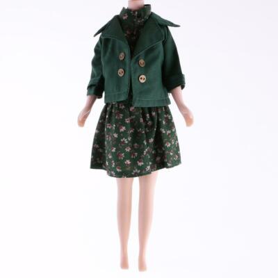 Entzückendes grünes Blumenkleid + Mantel Anzug für 12'' Takara Blythe Puppenkleidung