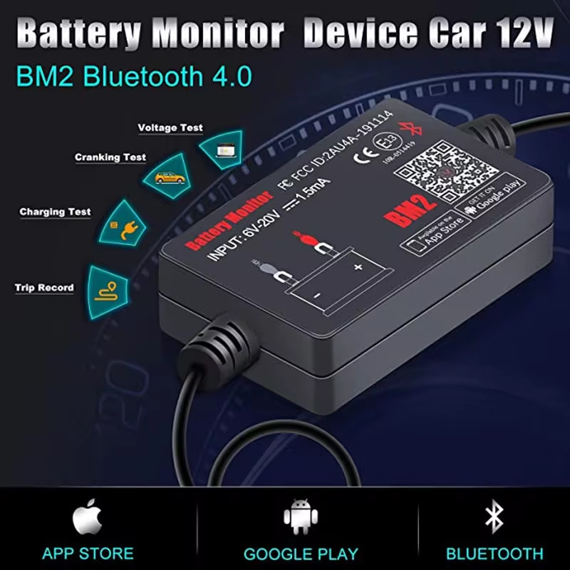 QUICKLYNKS 12V Car Bluetooth Battery Tester Charging Cranking Test Analyzer IOS