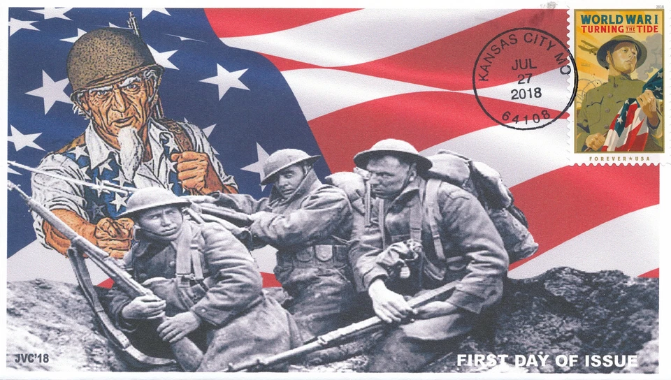 JVC CACHETS - 2018 WORLD WAR I WWI  ISSUE FIRST DAY COVER FDC SET OF 3 MILITARY - Image 2 of 4