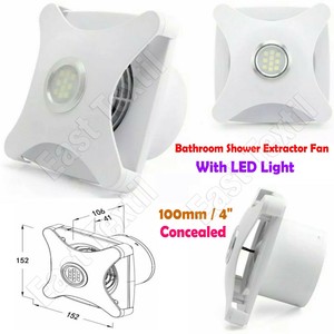 Ventilador de Baño Extractor Ducha con Luz LED Ventilador 100mm/4