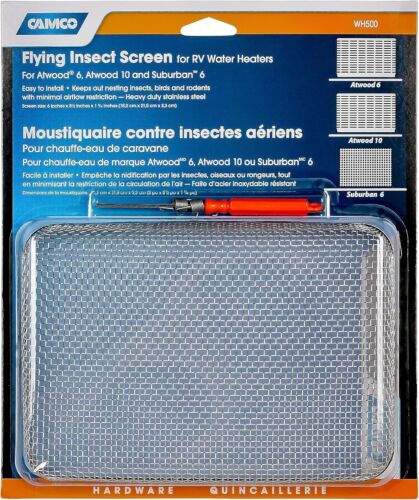 Camco 42145 WH500 Stainless Steel Flying Insect Screen for RV Water Heater Vents