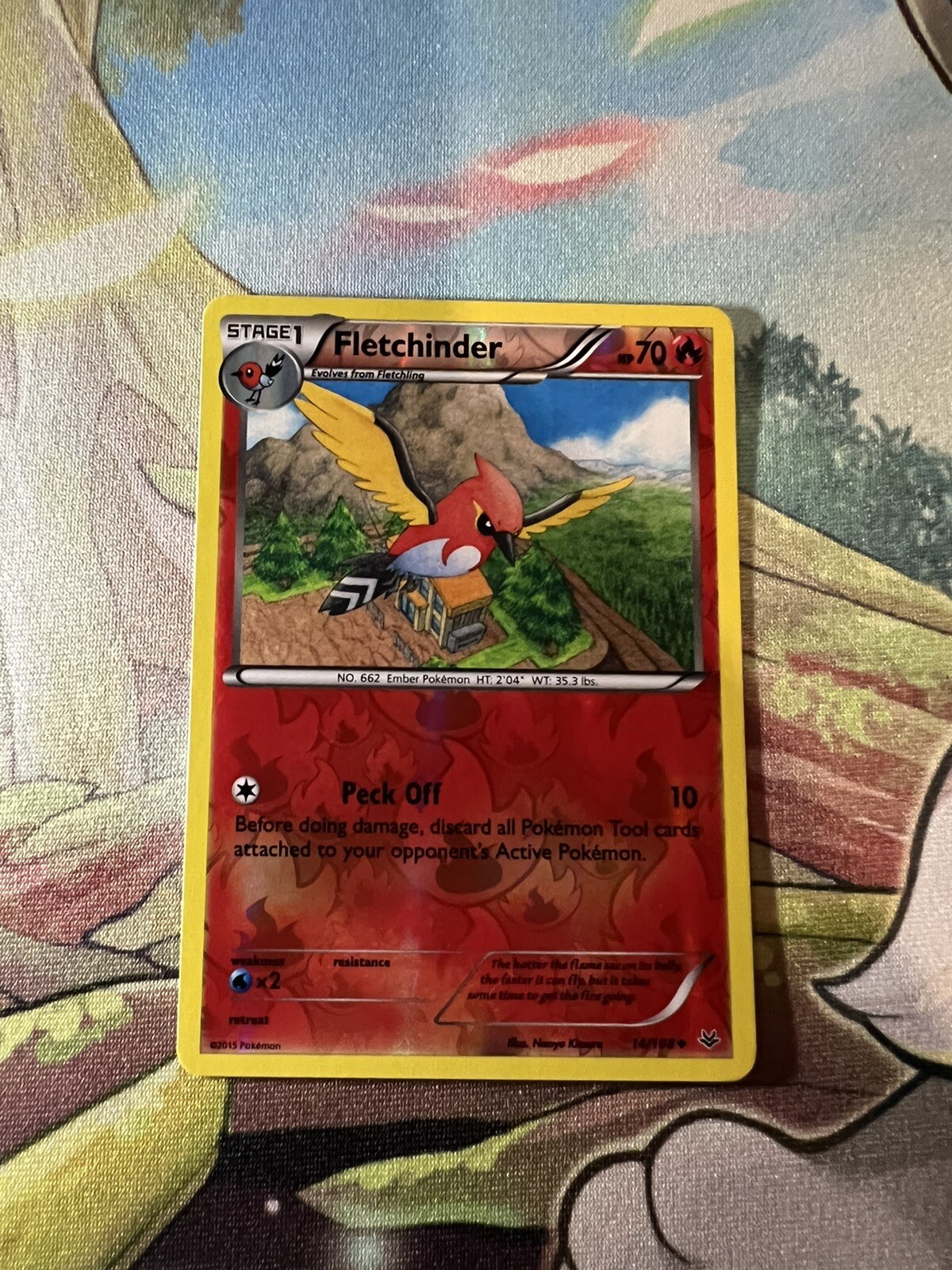 NM - Fletchinder 14/108 - Reverse Holo - Uncommon - Roaring Skies - Pokemon Card