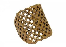 Image of Ring 18kt yellow gold Open weave rectangle designer quality fine sIze 5 New