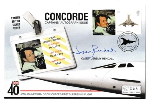 1/10/2010 UK GB Cover - CONCORDE Captains' Autograph Issue -Capt. Jeremy Rendall