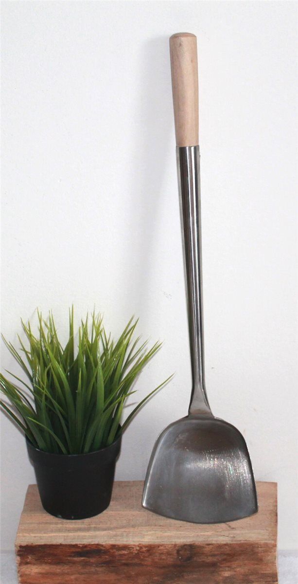 05 Wokwender flach Schöpflöffel Pfannenwender Wok Spatel Edelstahl L 46 cm