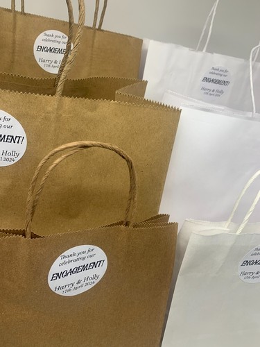 Personalised Engagement Twist Handle Kraft White Carrier Bags Thank You Gift - Picture 5 of 8