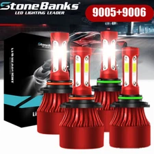 9006 9005 LED Headlight Kit Combo Bulbs 12000K High Low Beam Super Bright White