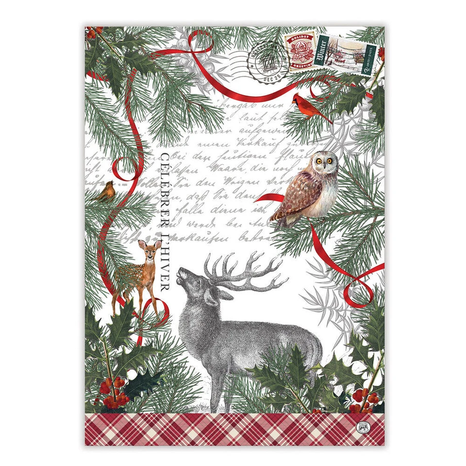 MICHEL DESIGN WOKS Michel Design Works Cotton Kitchen Tea Towel Christmas Winter Woodland Stag