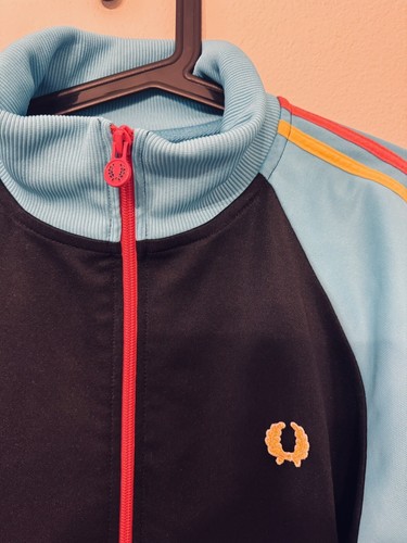 Fred Perry Track Jacket Men S Full Zip Vintage **RARE** 80s Neon Retro Mod - Picture 2 of 11