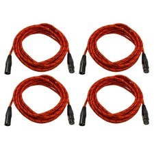 Pro Audio DJ 20' ft XLR Male to XLR Female Red Microphone Speaker Cables 4 Pack