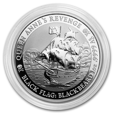 #ad 2019 Tuvalu 1 oz Silver Black Flag Queen Anne#x27;s Revenge $185.00