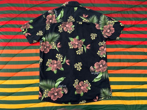 Rip Curl Short Sleeve Hawaiian Shirt Black Floral Beach Tropical Slim Mens Small - Picture 6 of 6