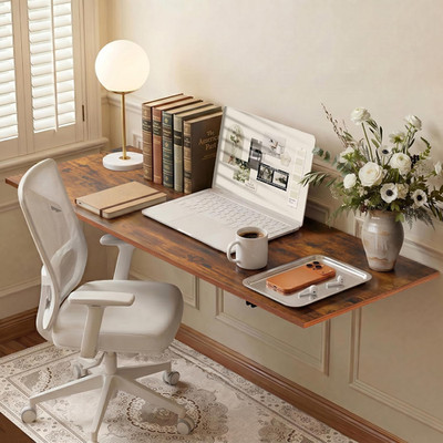 Rustic Wall Mounted Folding Table for Office & Laundry - 47''x20.5