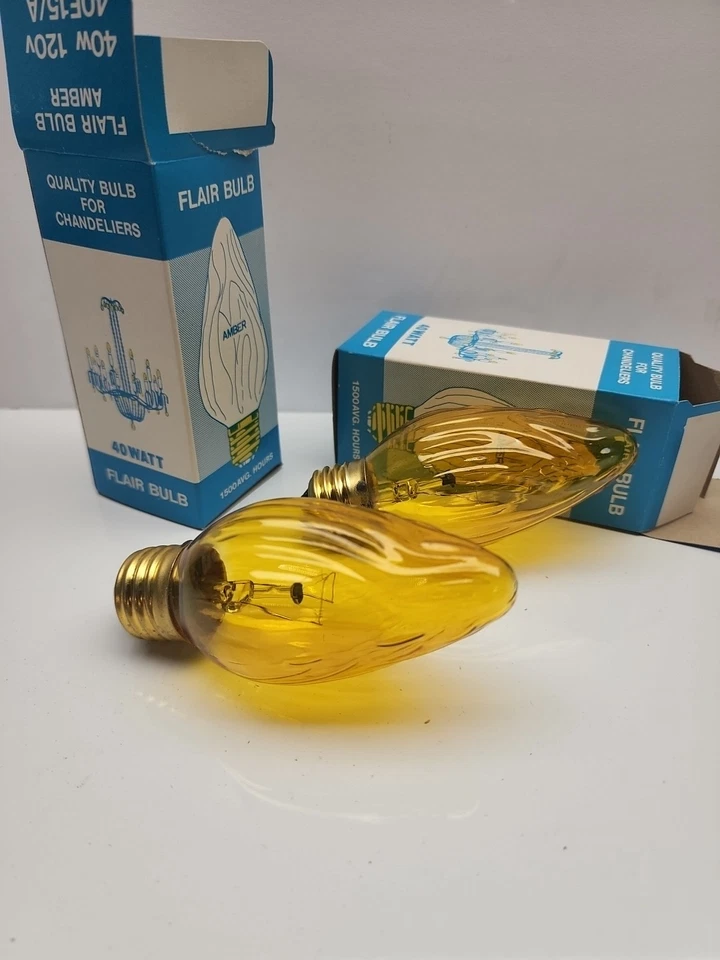 2x Flair Bulb 40F15A / AM 40W Chandelier Bulb, Standard Base, Amber 6106/6 1 👍 - Image 3 of 4
