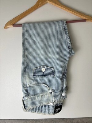 Love Moschino Damen Jeans Gr. 40 W30 Hellblau Gestreift Cropped Made in Italy