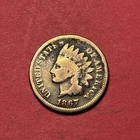 (1) Beautiful Toned Antique 1867 Indian Head Cent/Penny CHOICE G-GOOD NICE FILLE
