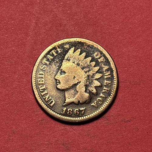 (1) Beautiful Toned Antique 1867 Indian Head Cent/Penny CHOICE G-GOOD NICE FILLE