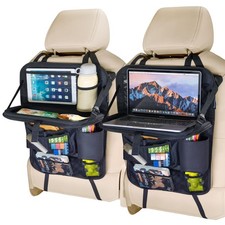 Backseat Car Organizer with Foldable Tray, 9 Pockets, Kick Mat Seat Protector...