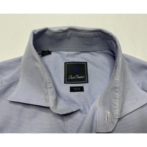 David Donahue Men's Blue/White Trim Fit Button Up Shirt - S (15.5 - 34/35) READ - Picture 5 of 5