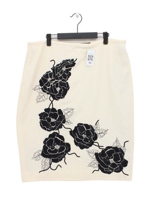 Jaeger Damen Midi Rock UK 18 Creme Wolle mit Viskose Midi A-Linie