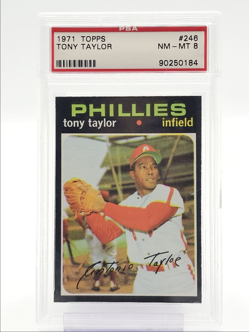 TONY TAYLOR 1971 TOPPS BASEBALL PHILLIES #246 PSA 8 Q7113
