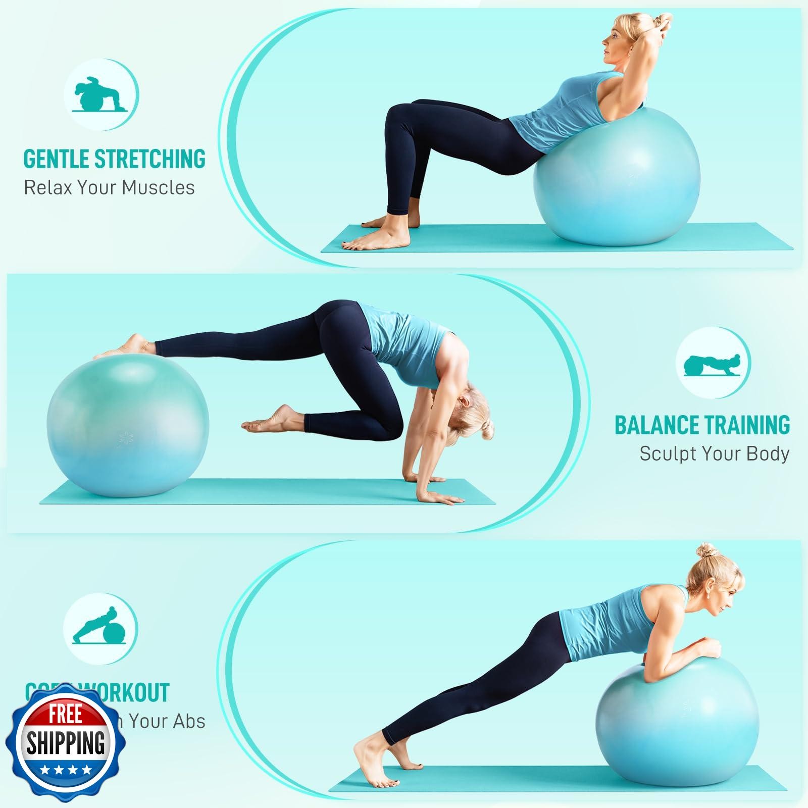 Sportneer Extra Thick Exercise Ball - 25.6''Yoga Ball with Quick