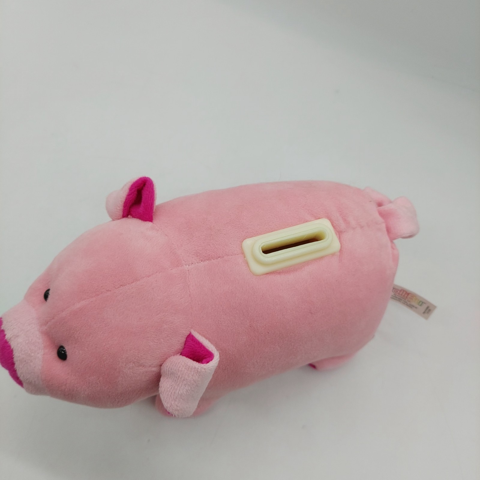 Dollibu Pink Pig Plush Piggy Bank with Stopper