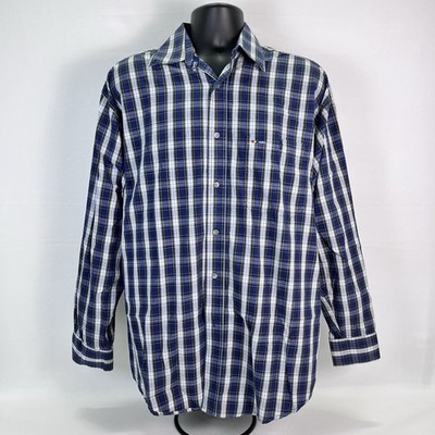 Wrangler Vintage Classic Tag Blue Plaid Mens Button Down Medium Shirt