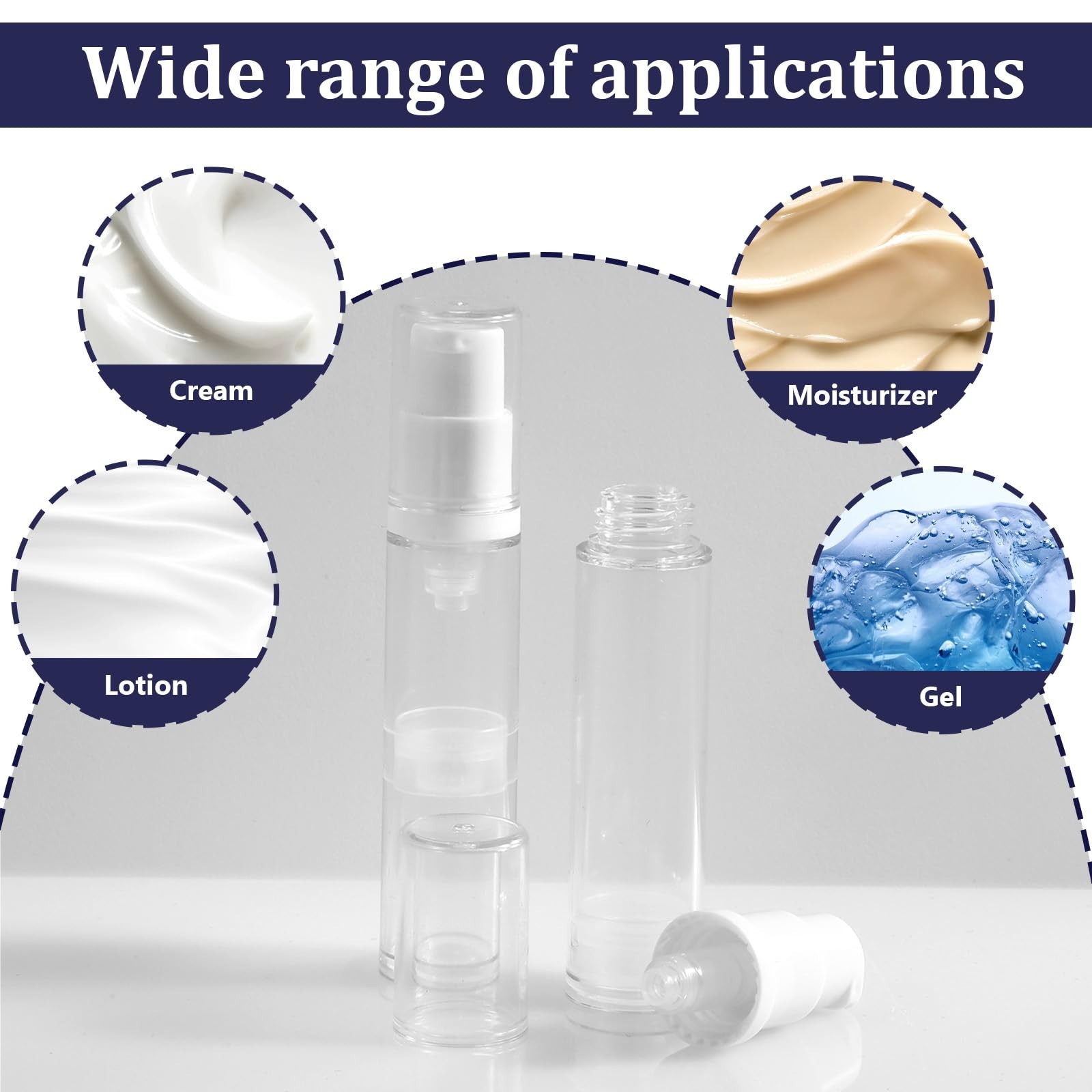 4PCS Airless Pump Bottles 10ml Refillable Travel Lotion Cosmetic Containers