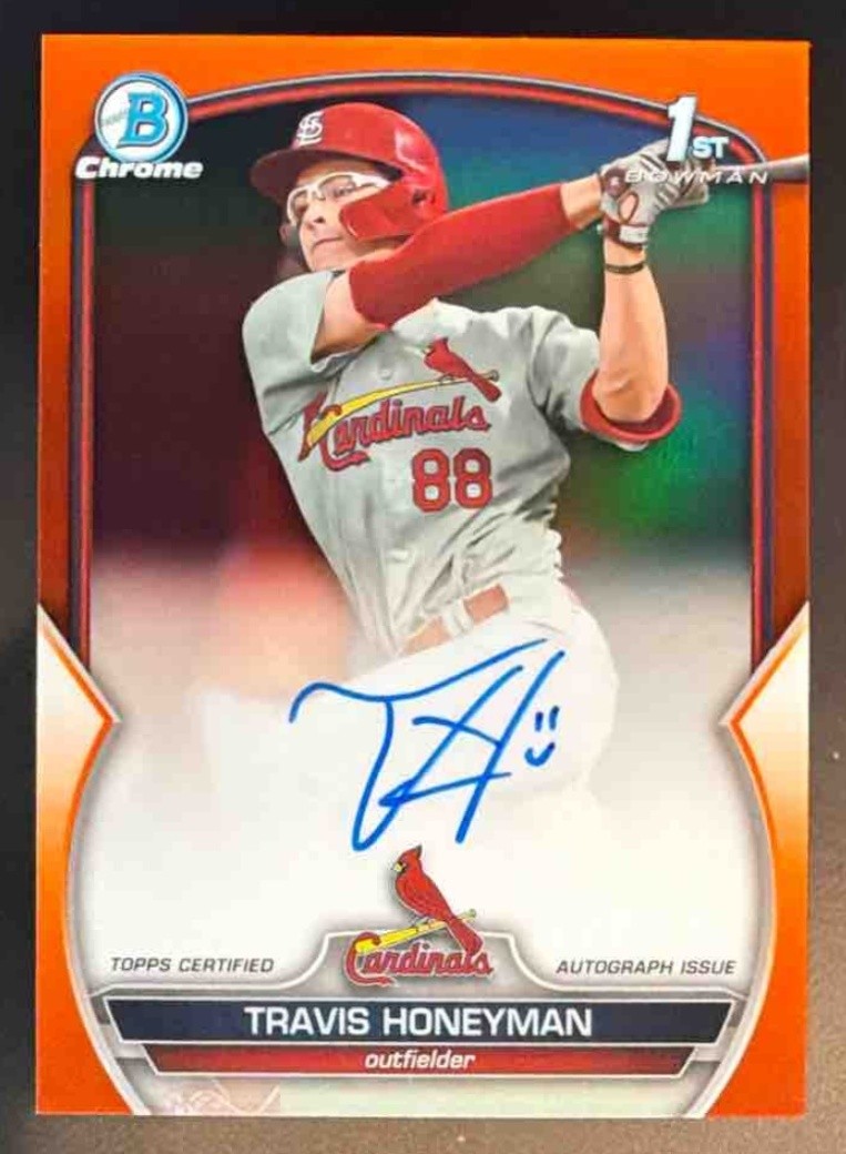 2023 Bowman Draft Travis Honeyman Chrome Auto Orange Refractor /25 #CDA-TH