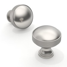 10 Pack Brushed Satin Nickel Knurled Kitchen Cabinet Knobs 1-1/5 Inch 30mm C...