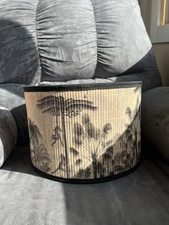 Drum Hanging Swag Lamp Shade/Vintage Look Palm Trees Bamboo Lamp12”x 8” Preowned