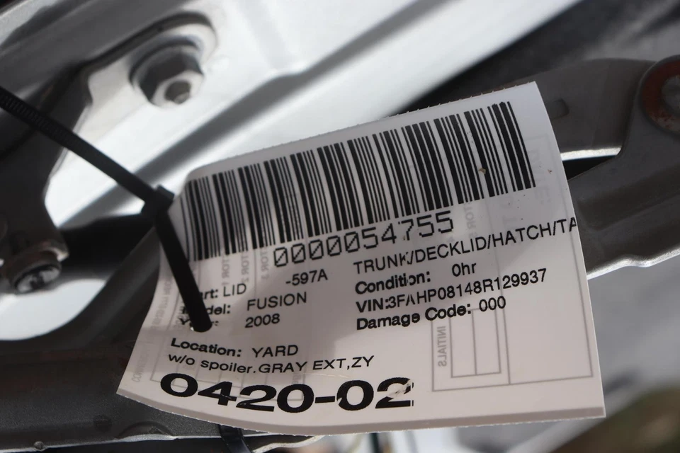 Ford Fusion 2006-2009 escotilla trasera cubierta maletero puerta trasera gris OEM Foto 3 de 3