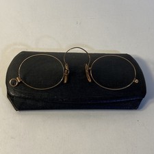 Pince Nez Full Frame 14k Gold Frames Oval w/Suede Lined Hard Case