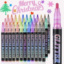 Glitter Marker Pens,36 Colors Self-Shimmer Metallic Markers,Glitter Paint Pen...