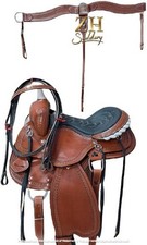 Barrel Racing Horse Saddle Leather Western Racer Trail Tooled Carved Equestrian