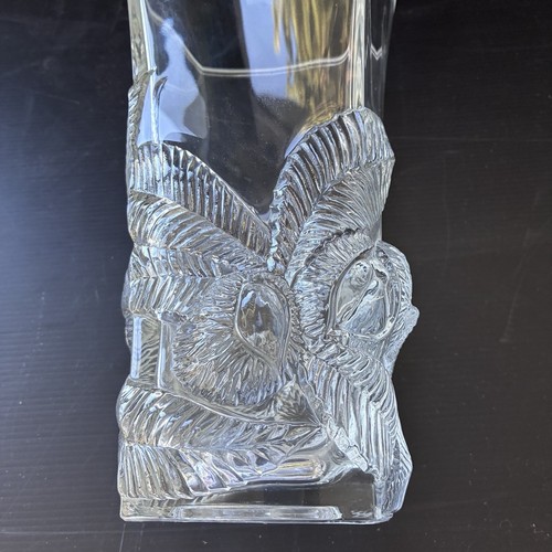 Vase Cristal Style Art Deco Décor En Relief Feuilles Et Fruit Châtaignier - Picture 13 of 14
