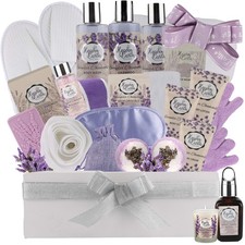 Valentines Gift Baskets for Women Spa Day! Natural Lavender Chamomile Spa Bat...