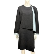 Thierry Mugler Vintage 90's Gray Knit Two-Piece Skirt Suit Size M/L