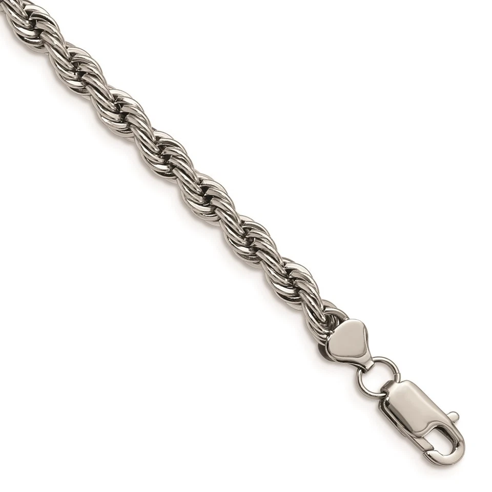 Chisel Men's Bracelet Stainless Steel and Polished 6mm Rope Lobster Clasp