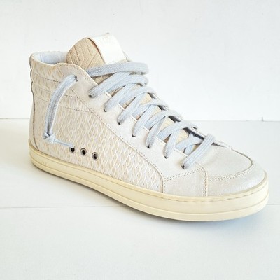 P448 High Tops Skate Braid Sneaker Women s 6-6.5 White Gold Subtle Spark $325