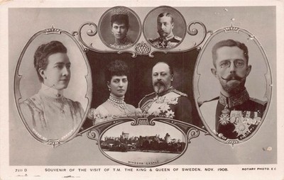 AK KÖNIGSHAUS SCHWEDEN BESUCH DES KÖNIGS UND DER KÖNIGIN IN ENGLAND 1908