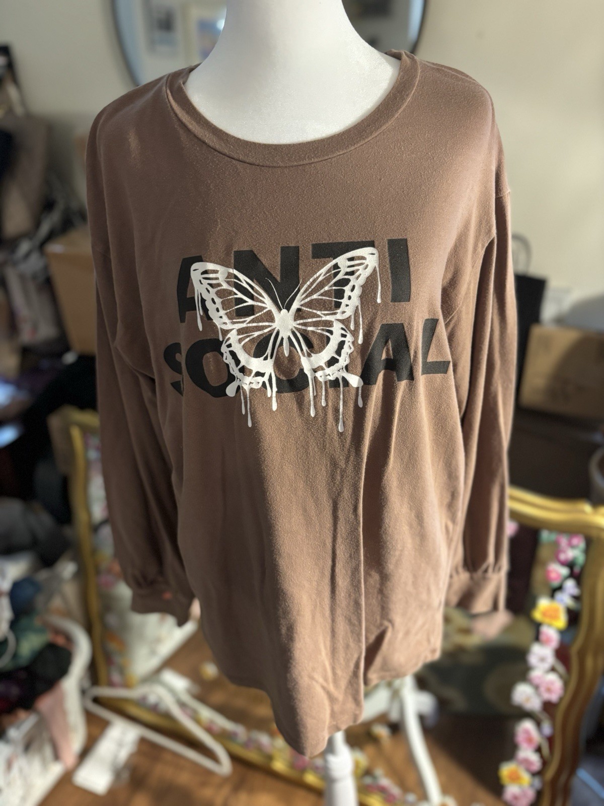 Brown, Basic Long Sleeve Tea, Antisocial Brand, F… - image 1