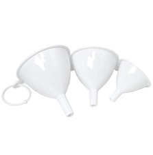 Chef Craft 3 Piece White Plastic Funnel Set 2.5 to 3.75 inch